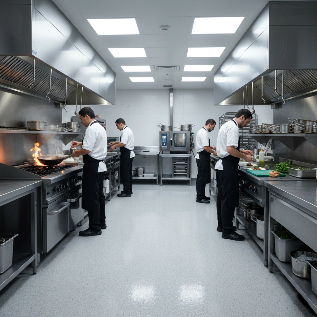 Kitchen floor scrubber